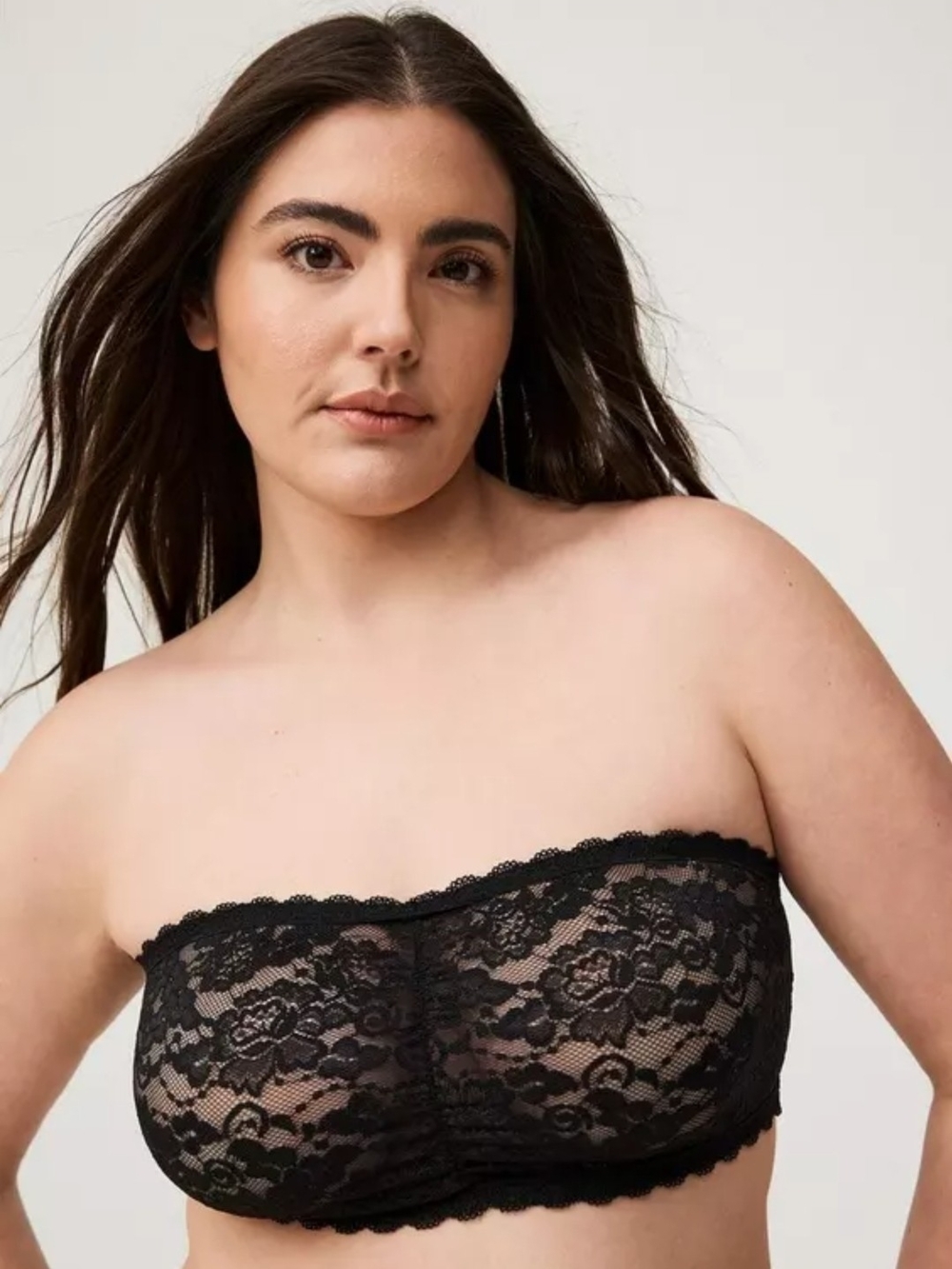 Torrid Unlined Black Lace Convertible Bandeau Bra - Size 00
